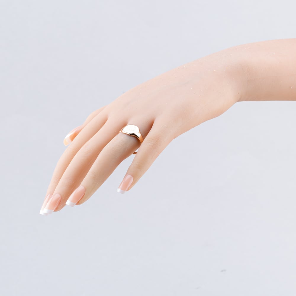 Pre-Owned Vintage 9ct Rose Gold Hexagon Signet Ring 41342179