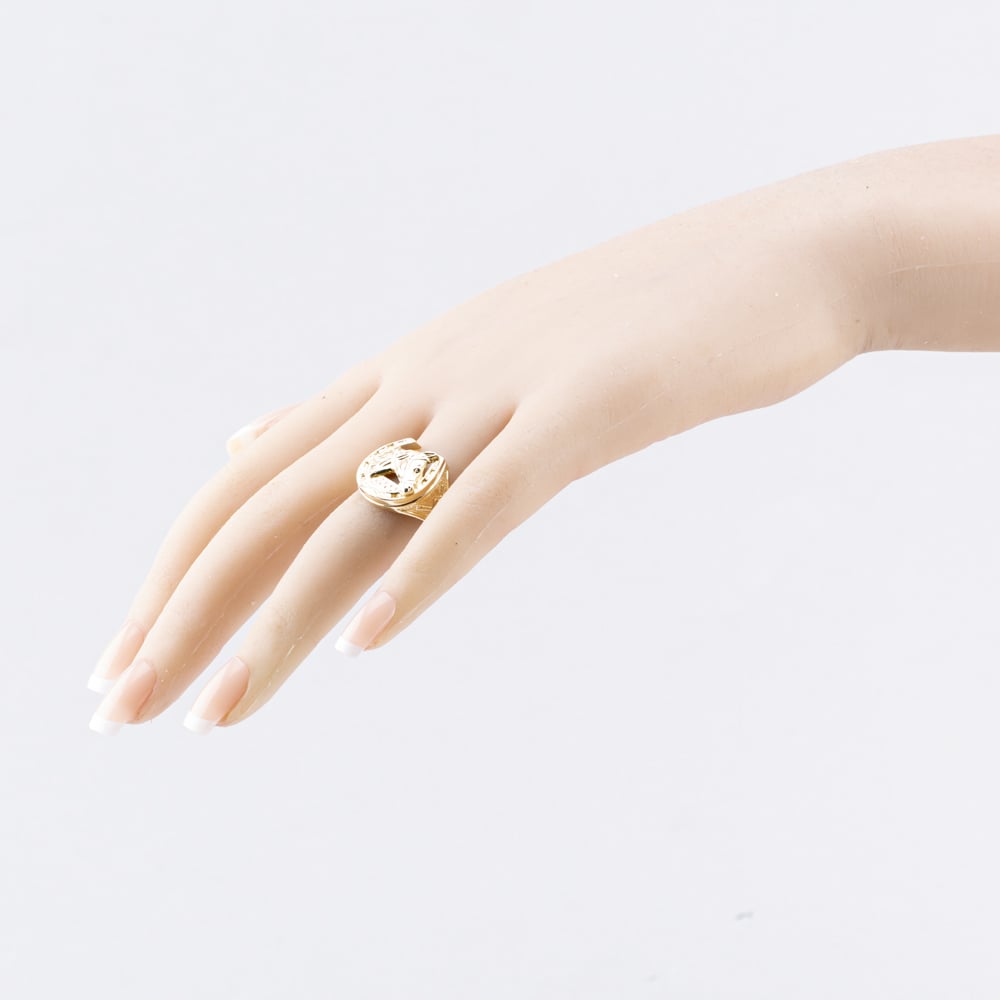 Pre-Owned 9ct Yellow Gold Horse Head & Horse Shoe Signet Ring 41342233