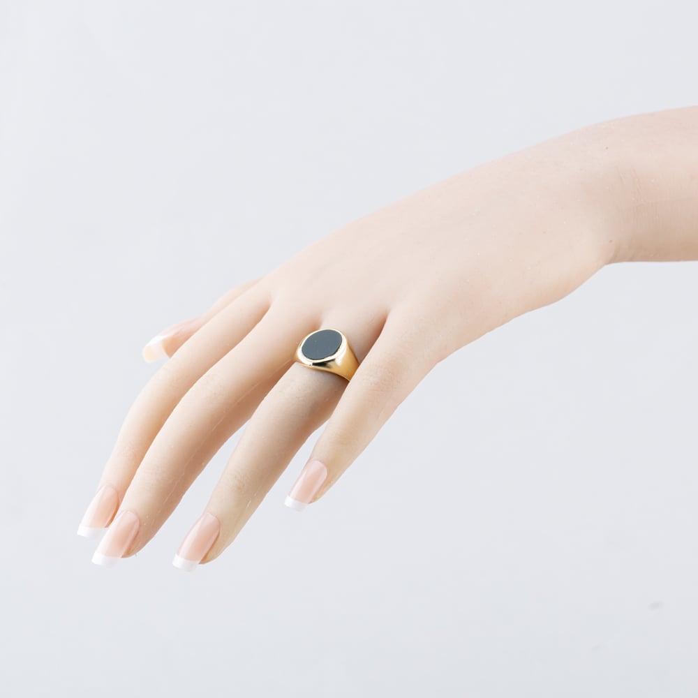Pre-Owned 9ct Yellow Gold Bloodstone Oval Signet Ring 41342254