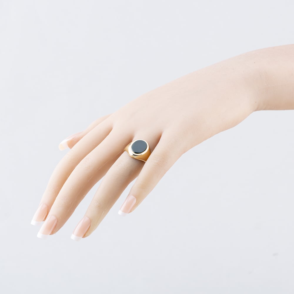 Pre-Owned 9ct Yellow Gold Bloodstone Oval Signet Ring 41342263