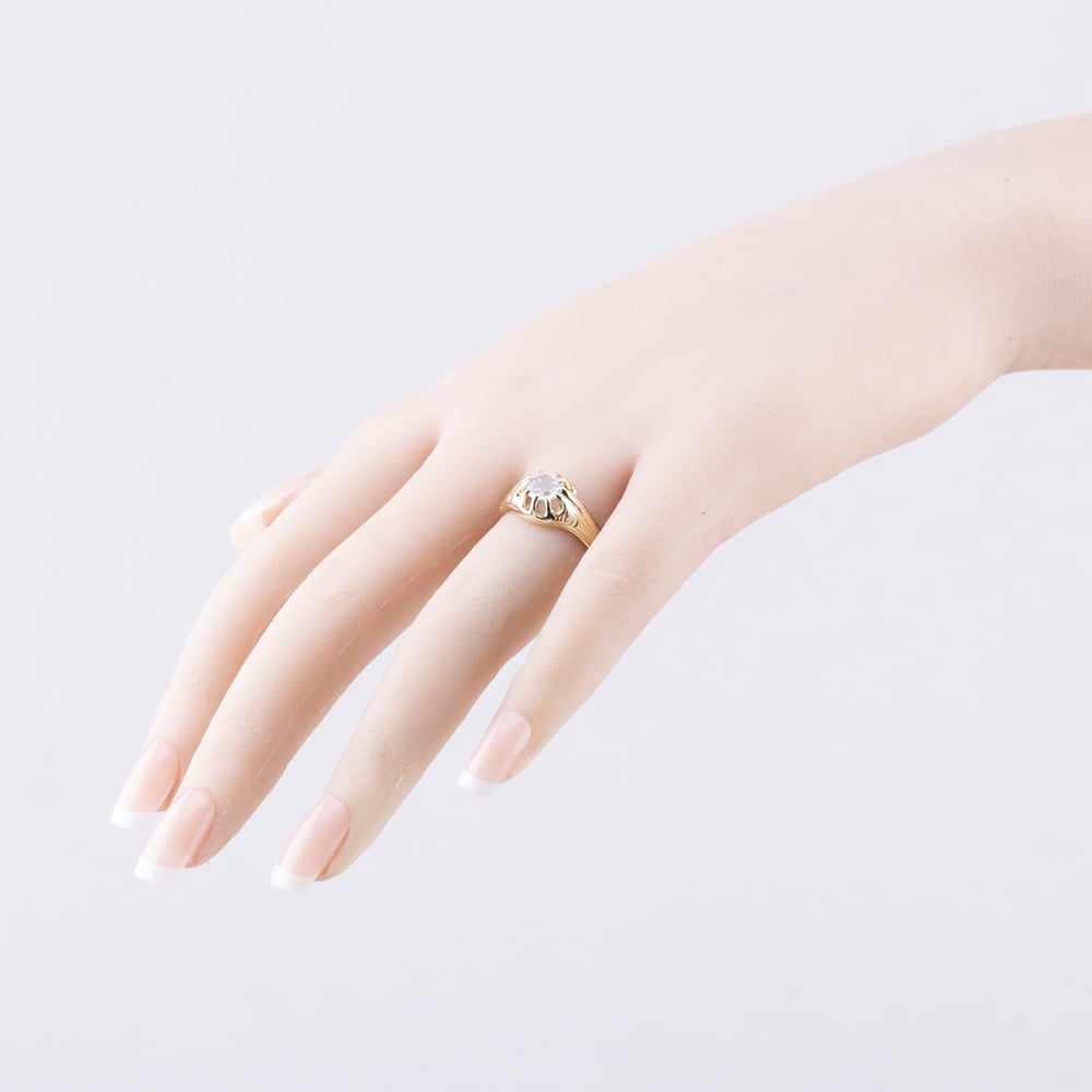 Pre-Owned Vintage 9ct Yellow Gold Cubic Zirconia Signet Ring 41342272