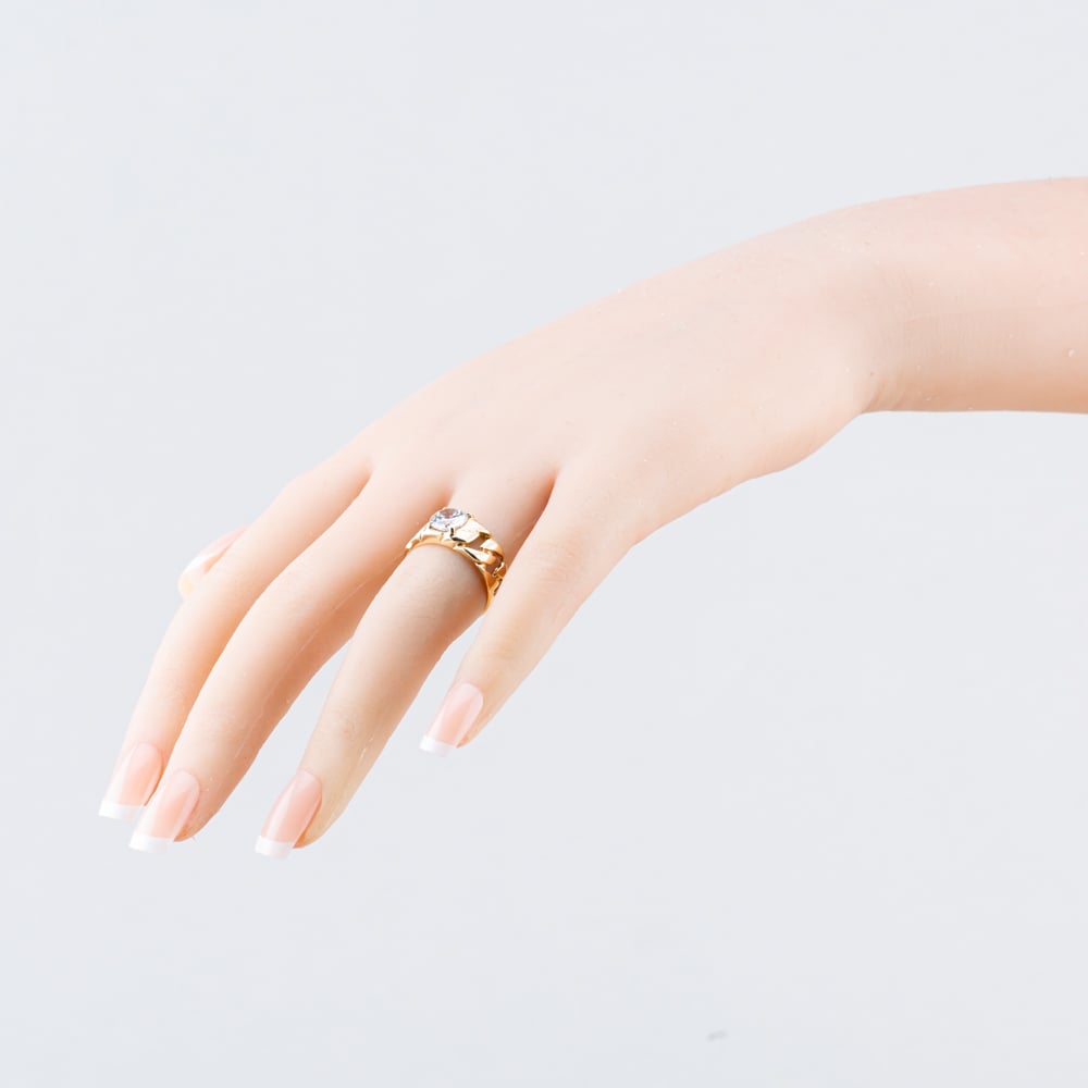 Pre-Owned 9ct Yellow Gold Cubic Zirconia Chain Link Shoulders Signet Ring 41342286
