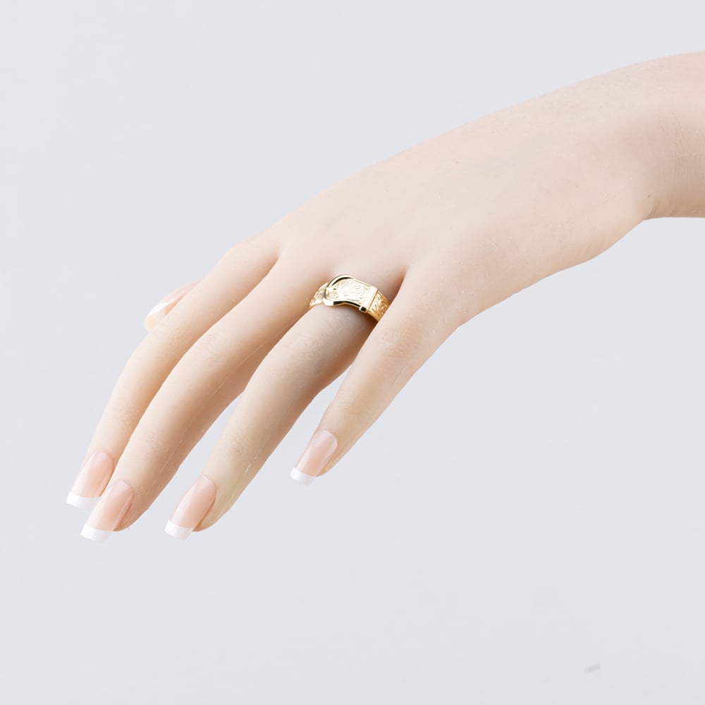 Pre-Owned 9ct Yellow Gold Engraved Buckle Ring 41342318