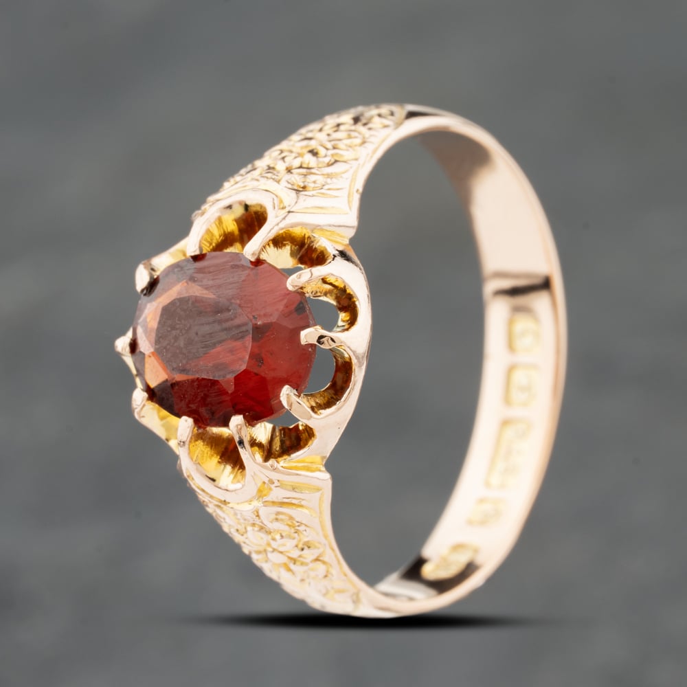 Pre-Owned 9ct Rose Gold Garnet Signet Ring 41342340