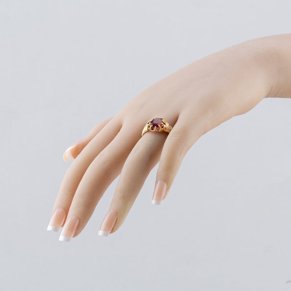 Pre-Owned 9ct Rose Gold Garnet Signet Ring 41342340