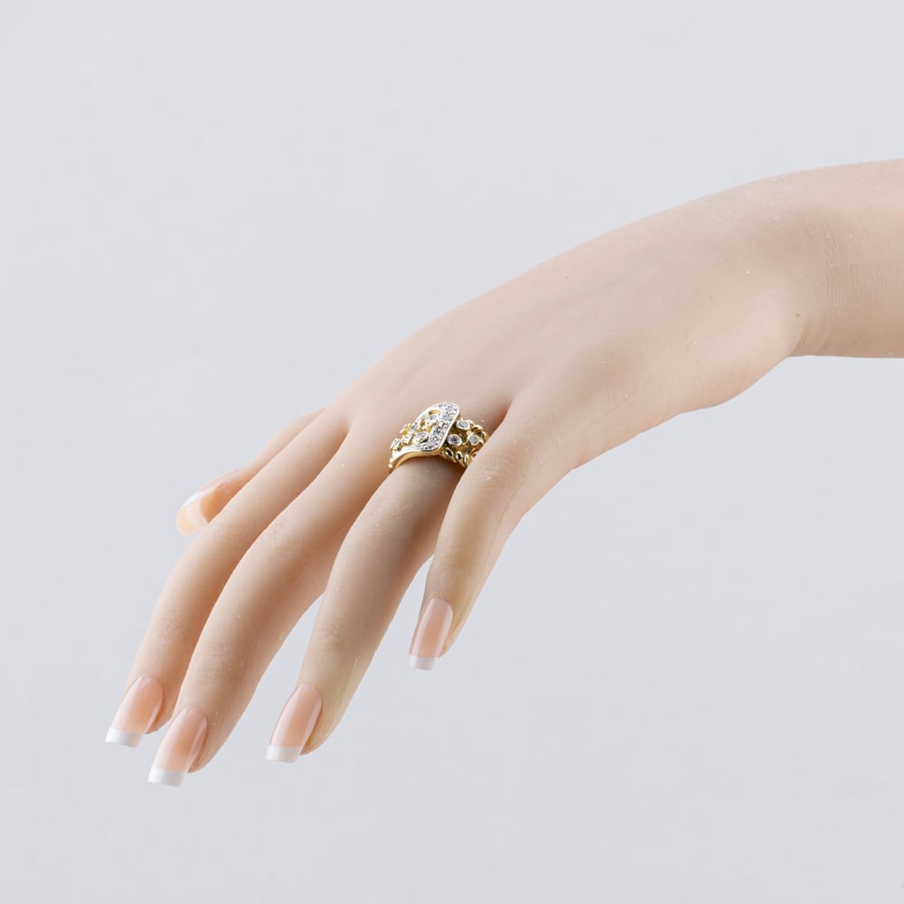 Pre-Owned 9ct Yellow Gold Cubic Zirconia Buckle Ring 41342355