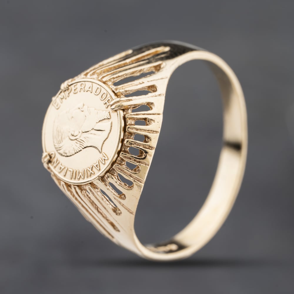 Pre-Owned 9ct Yellow Gold Peso Coin Ring 41342388