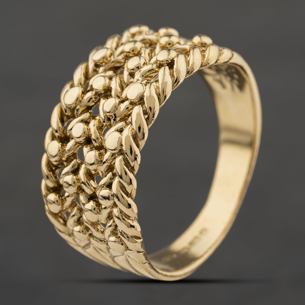 Pre-Owned 9ct Yellow Gold 4 Row Keeper Ring 41342450