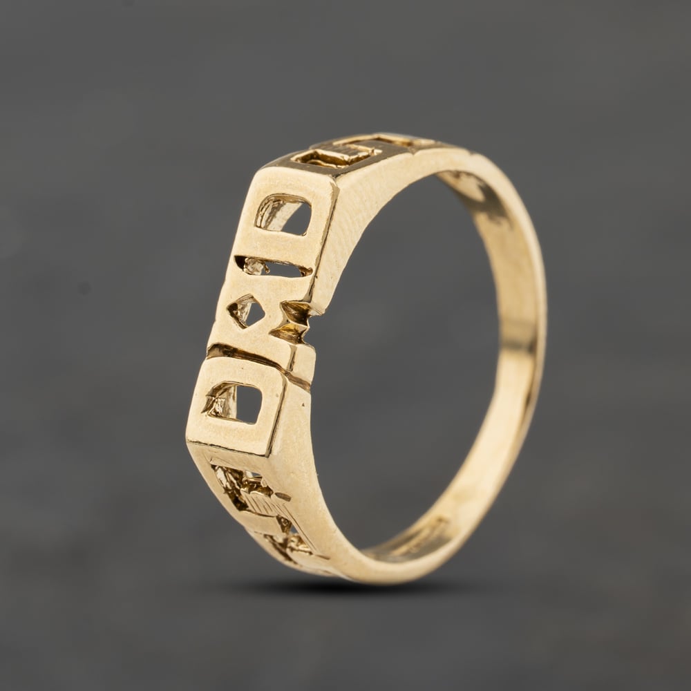 Pre-Owned 9ct Yellow Gold Dad Signet Ring 41342473