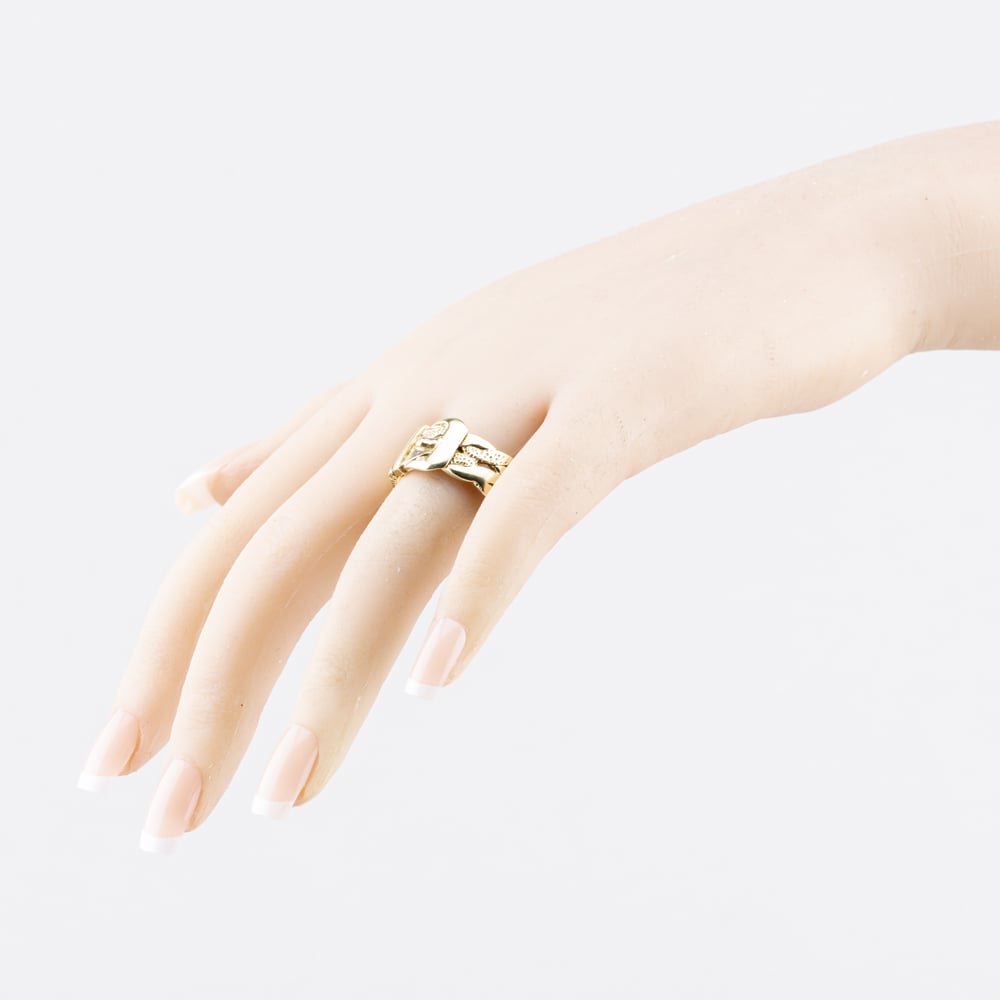 Pre-Owned 9ct Yellow Gold Patterned Buckle Ring 41342483