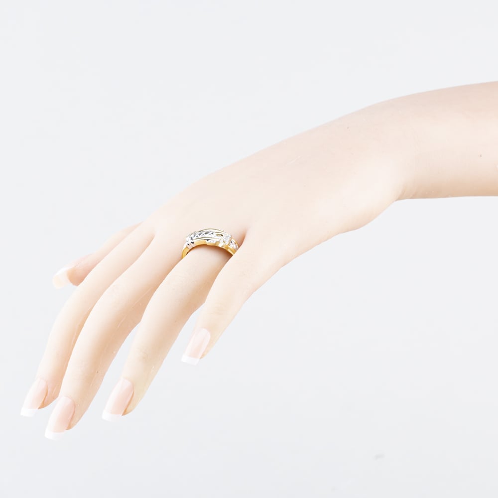 Pre-Owned 9ct Two Colour Gold Diamond Buckle Ring 41342528