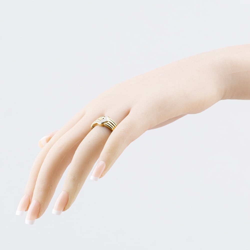 Pre-Owned 9ct Yellow Gold 0.05ct Diamond Buckle Ring 41342546