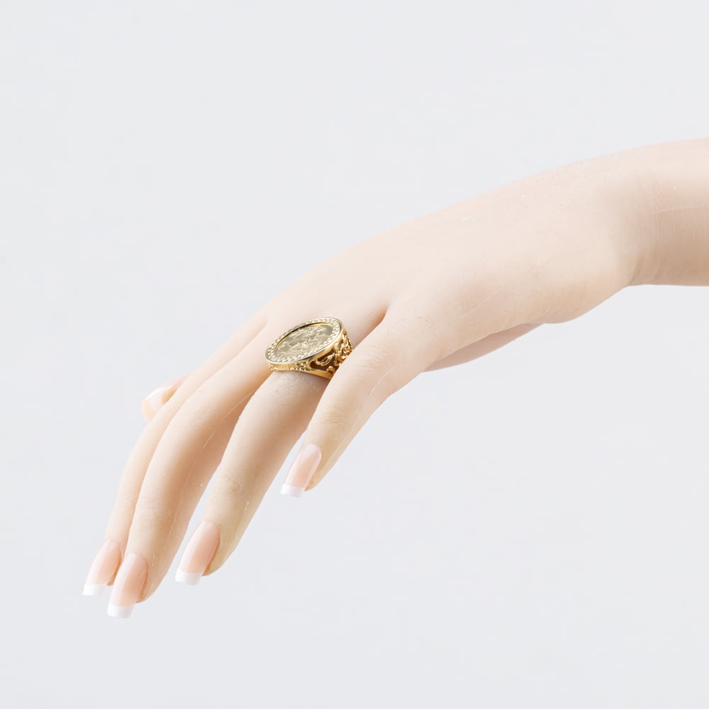 Pre-Owned 9ct Yellow Gold St George Coin Ring 41342557