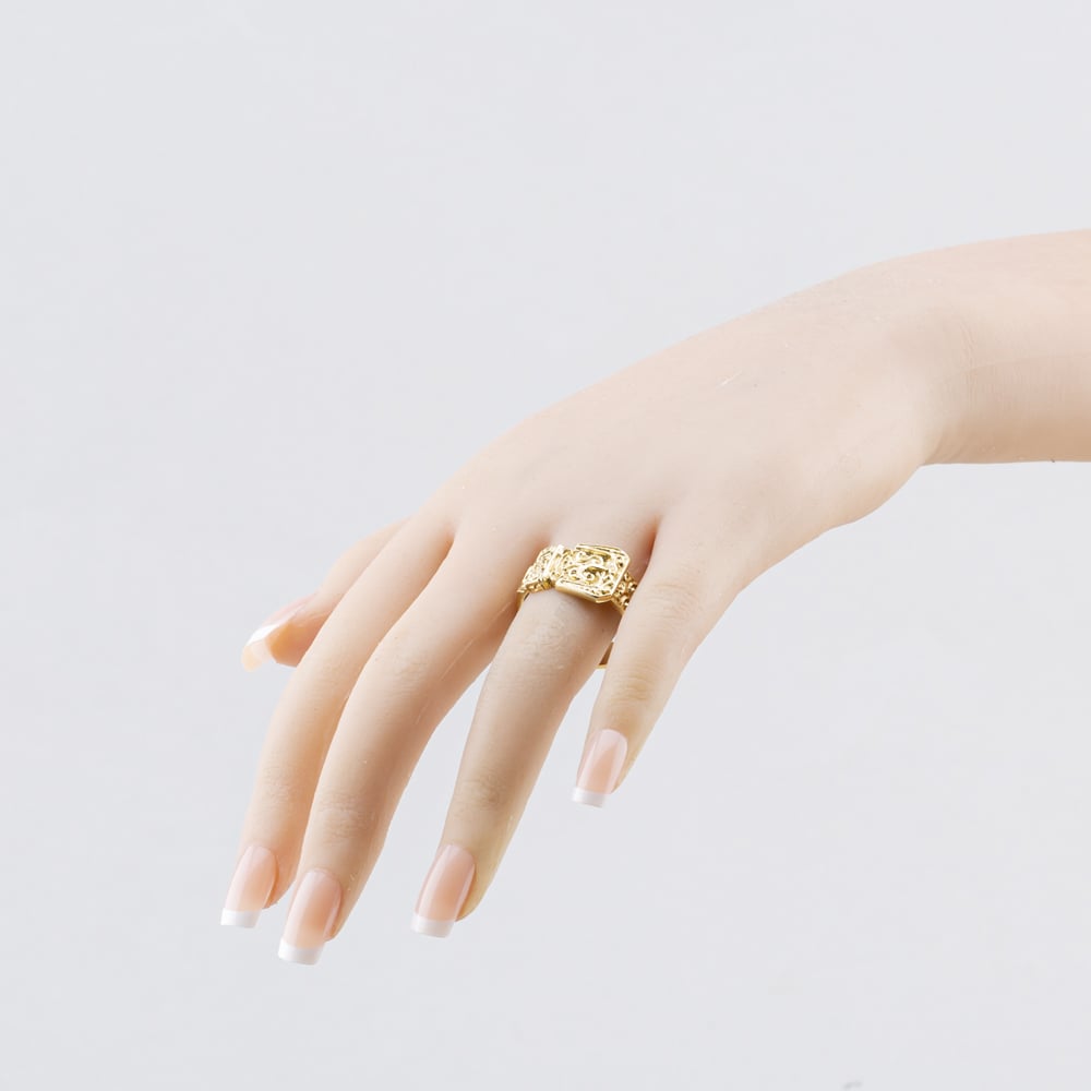 Pre-Owned 9ct Yellow Gold Patterned Buckle Ring 41342586