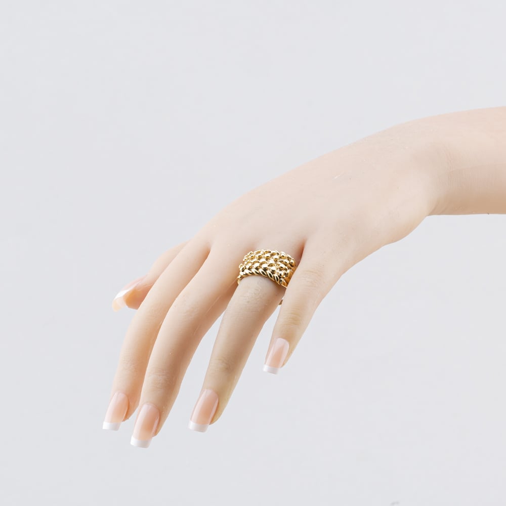 Pre-Owned 9ct Yellow Gold Four Row Keeper Ring 41342589