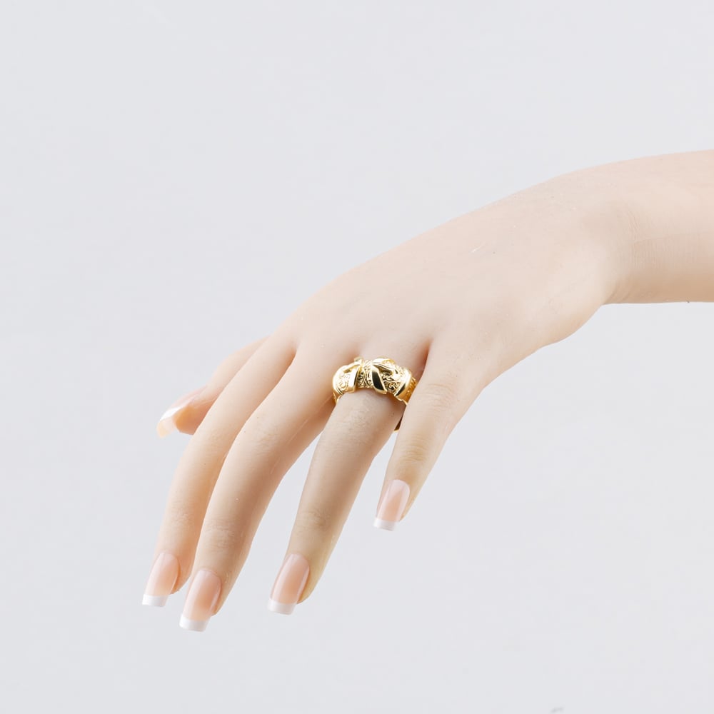 Pre-Owned 9ct Yellow Gold Patterned Buckle Ring 41342593