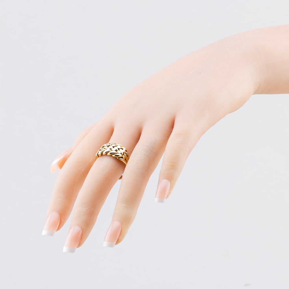 Pre-Owned 9ct Yellow Gold 2 Row Keeper Ring 41342609