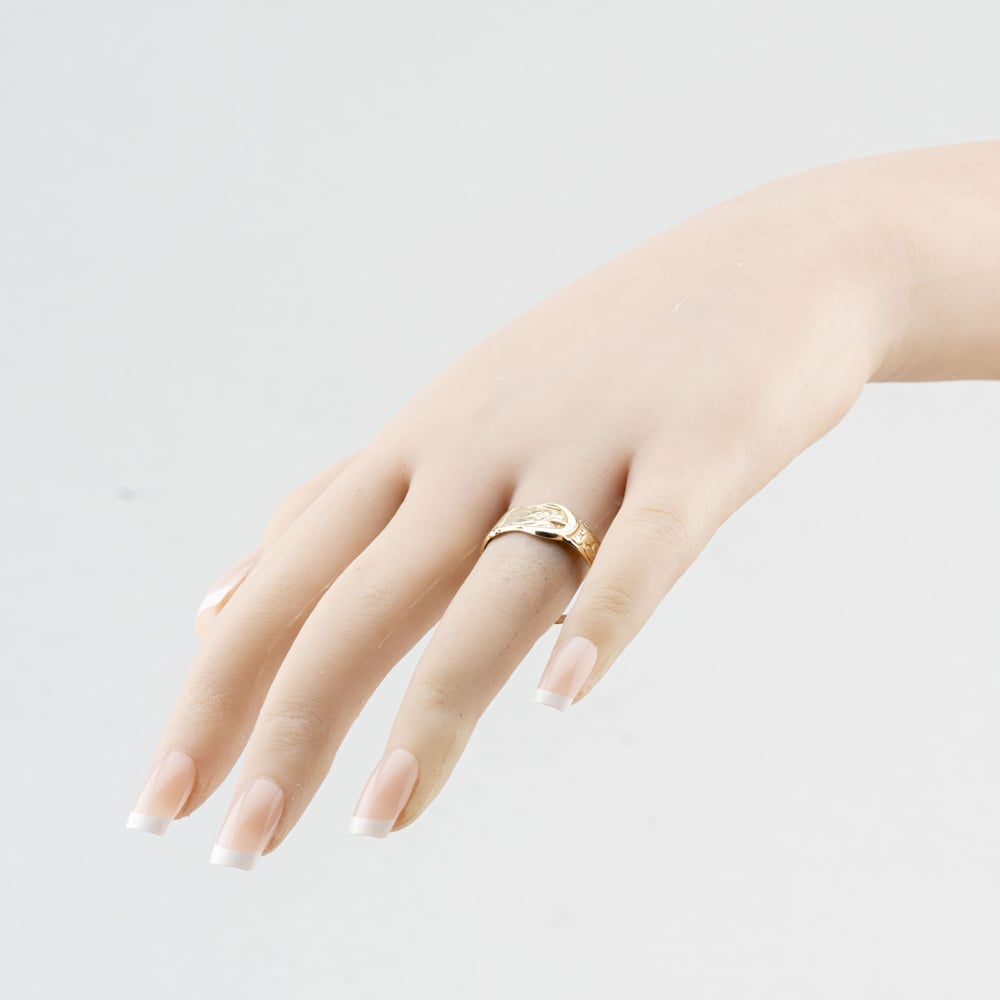 Pre-Owned 9ct Yellow Gold Patterned Buckle Ring 41342612