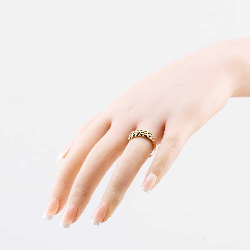 Pre-Owned 9ct Yellow Gold Two Row Keeper Ring 41342640