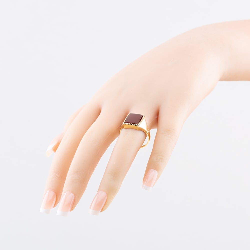 Pre-Owned 9ct Yellow Gold Carnelian Signet Ring 41342645