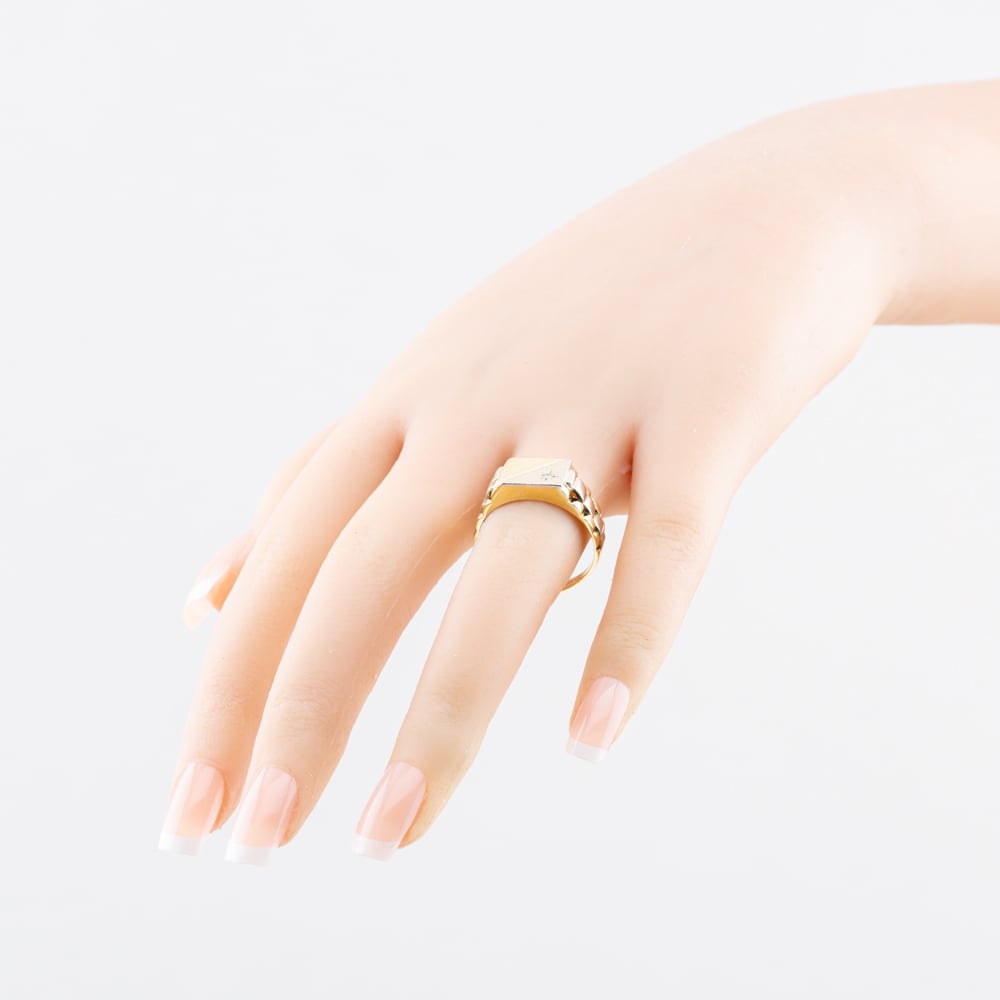 Pre-Owned 9ct Two Colour Gold Diamond Signet Ring 41342647