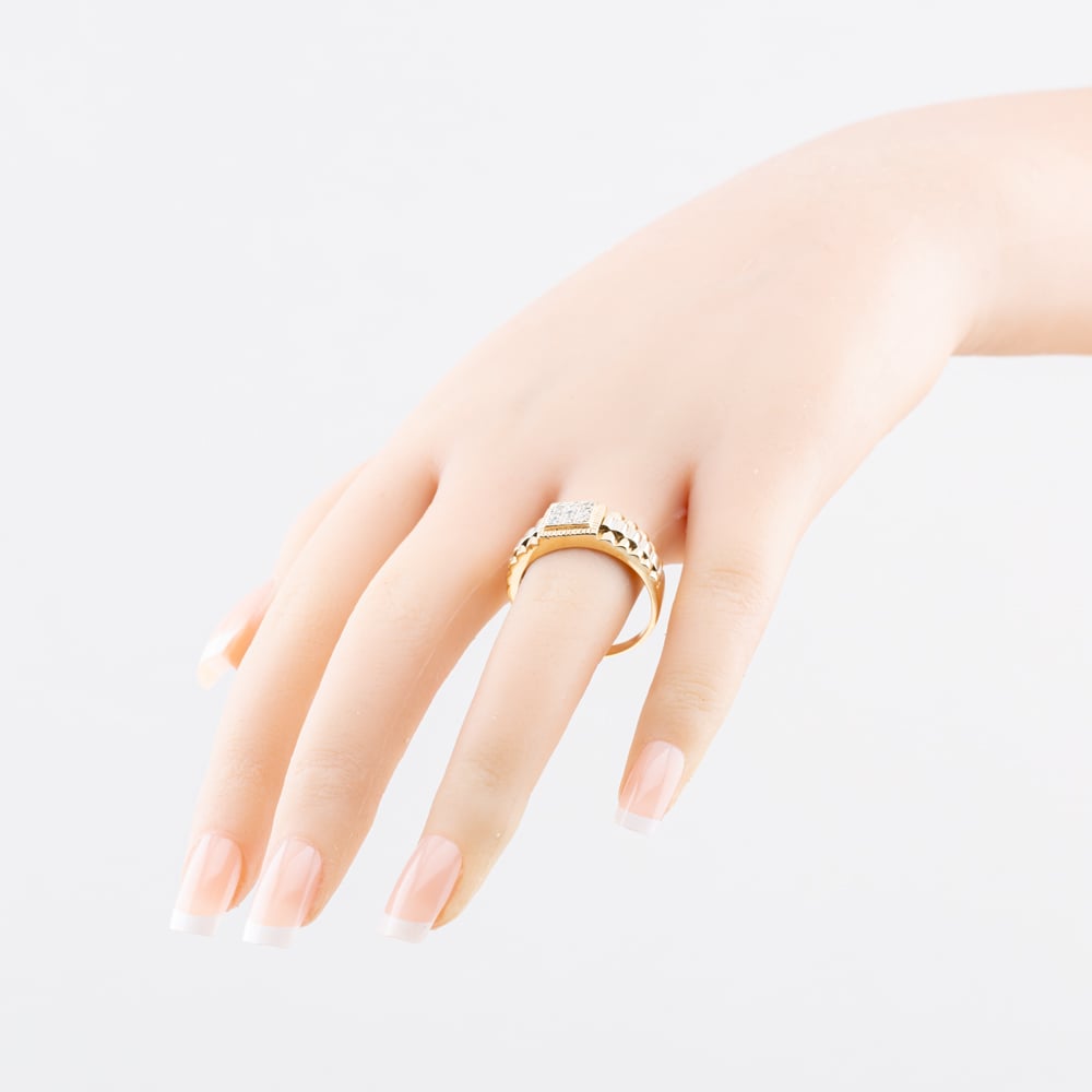 Pre-Owned 9ct Two Colour Gold Diamond Signet Ring 41342648