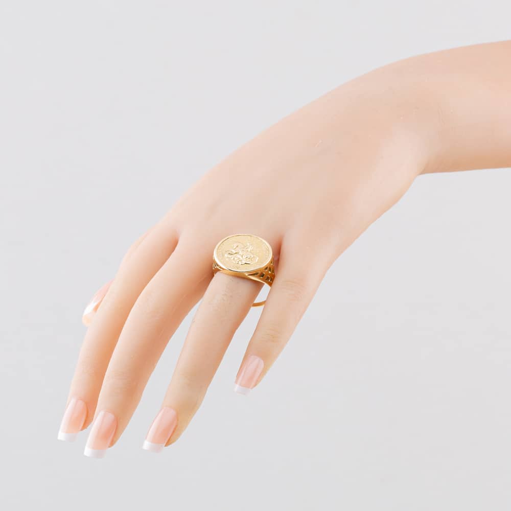Pre-Owned 9ct Yellow Gold St George Coin Ring 41342663