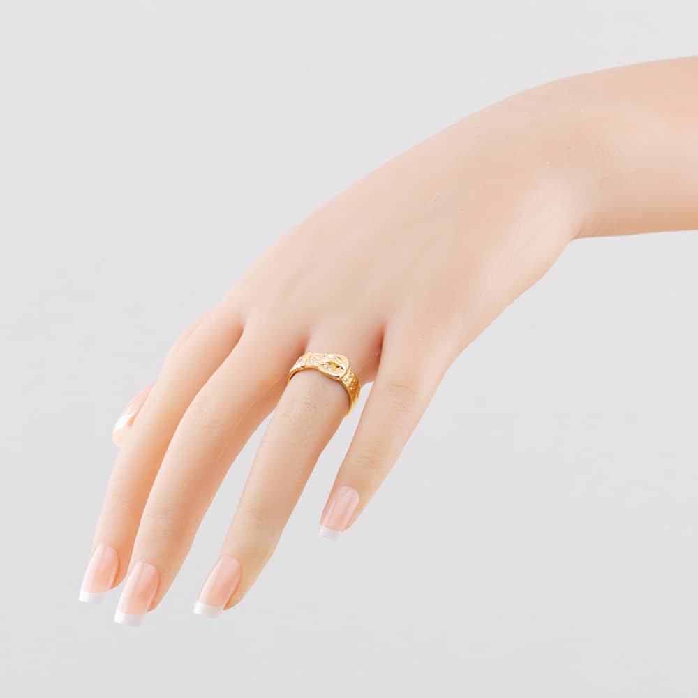 Pre-Owned 9ct Yellow Gold Engraved Buckle Ring 41342671