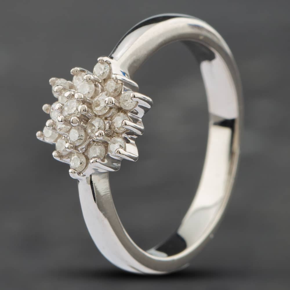 Product photograph of Pre-owned 9ct White Gold Brilliant Cut Diamond Cluster Ring 41381351 from The Jewel Hut