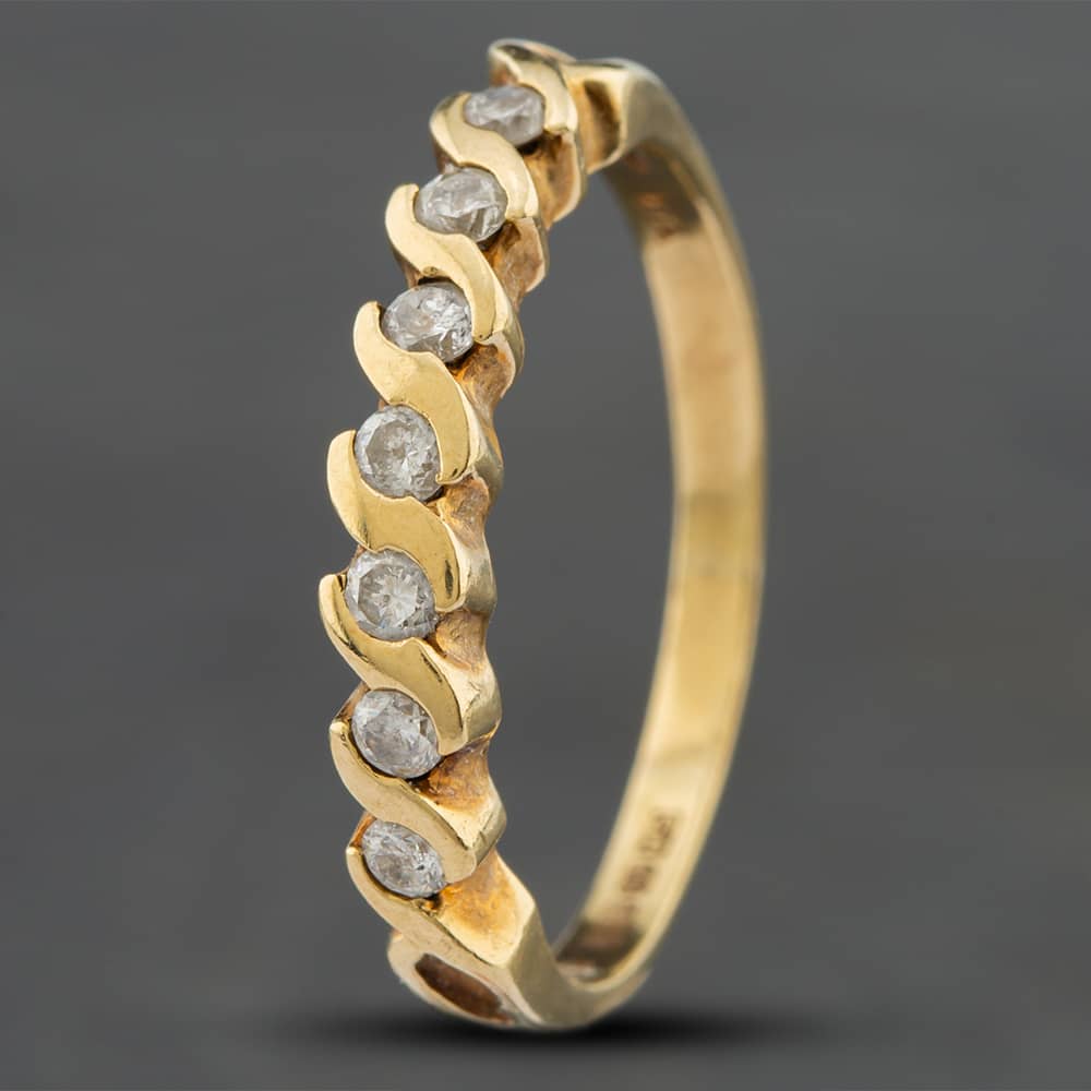 Product photograph of Pre-owned 9ct Yellow Gold 0 33ct Brilliant Cut Diamond Half Eternity Ring 41381359 from The Jewel Hut