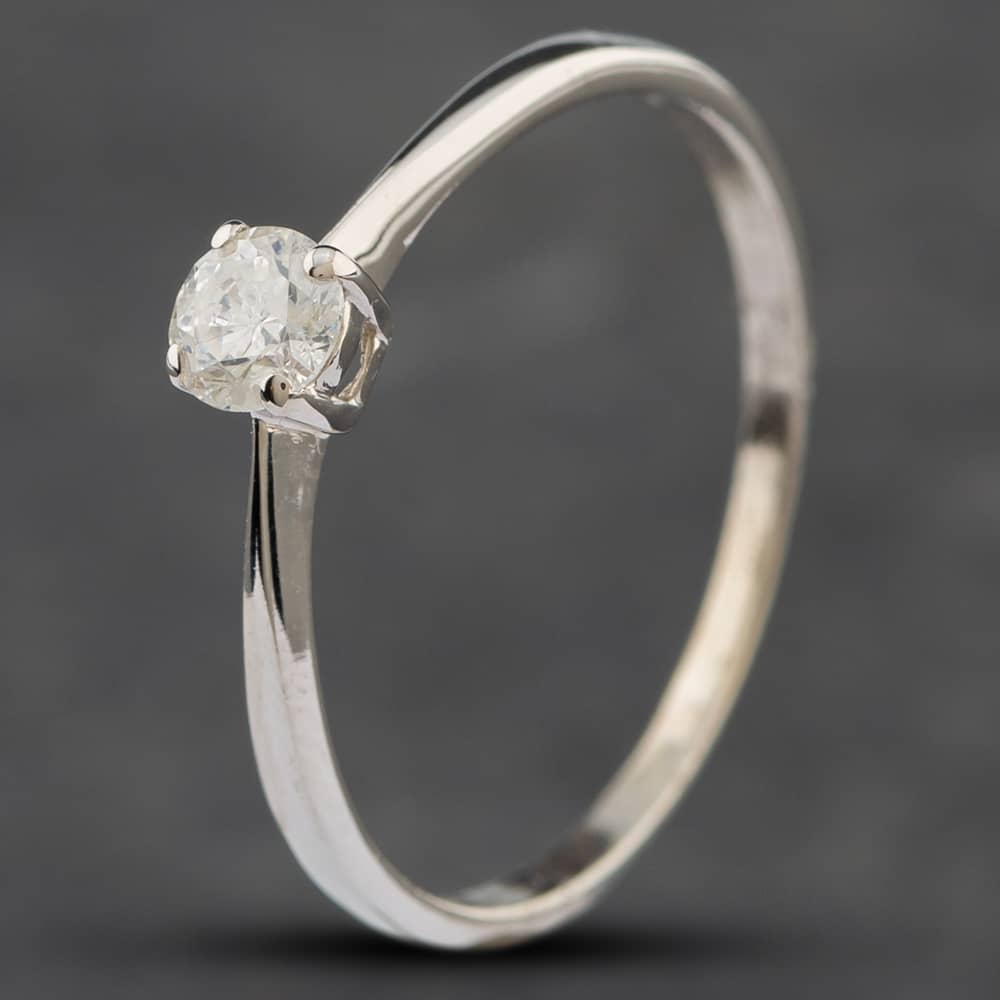 Product photograph of Pre-owned 9ct White Gold Brilliant Cut Diamond Solitaire Ring 41381514 from The Jewel Hut