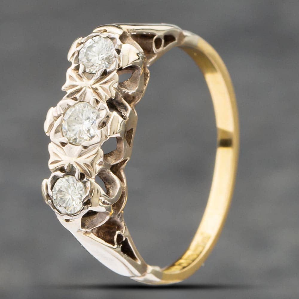 Product photograph of Pre-owned 18ct Two Colour Gold Diamond Three Stone Ring 41381642 from The Jewel Hut