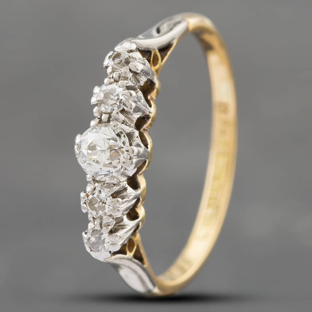 Product photograph of Pre-owned Vintage Yellow Gold Diamond Five Stone Ring 41382168 from The Jewel Hut