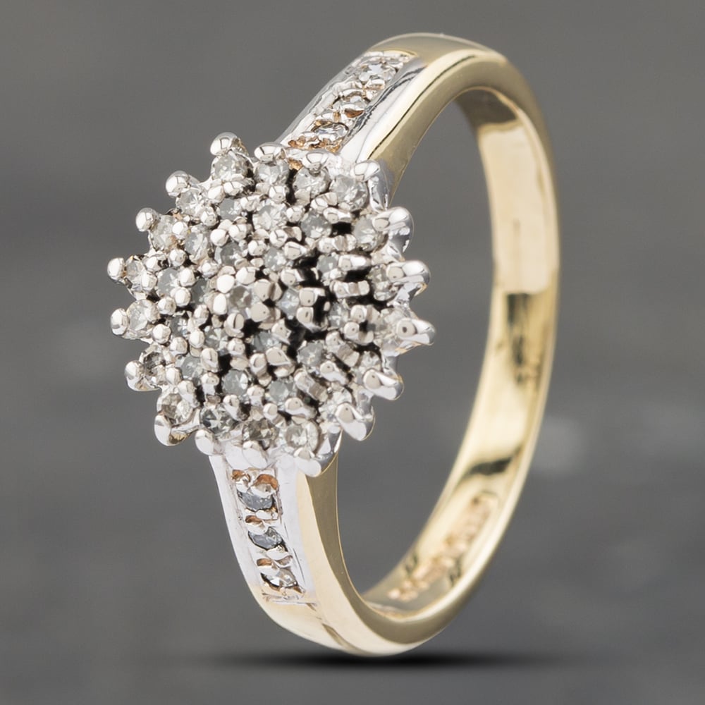 Product photograph of Pre-owned 9ct Yellow Gold Diamond Cluster Ring 41382189 from The Jewel Hut