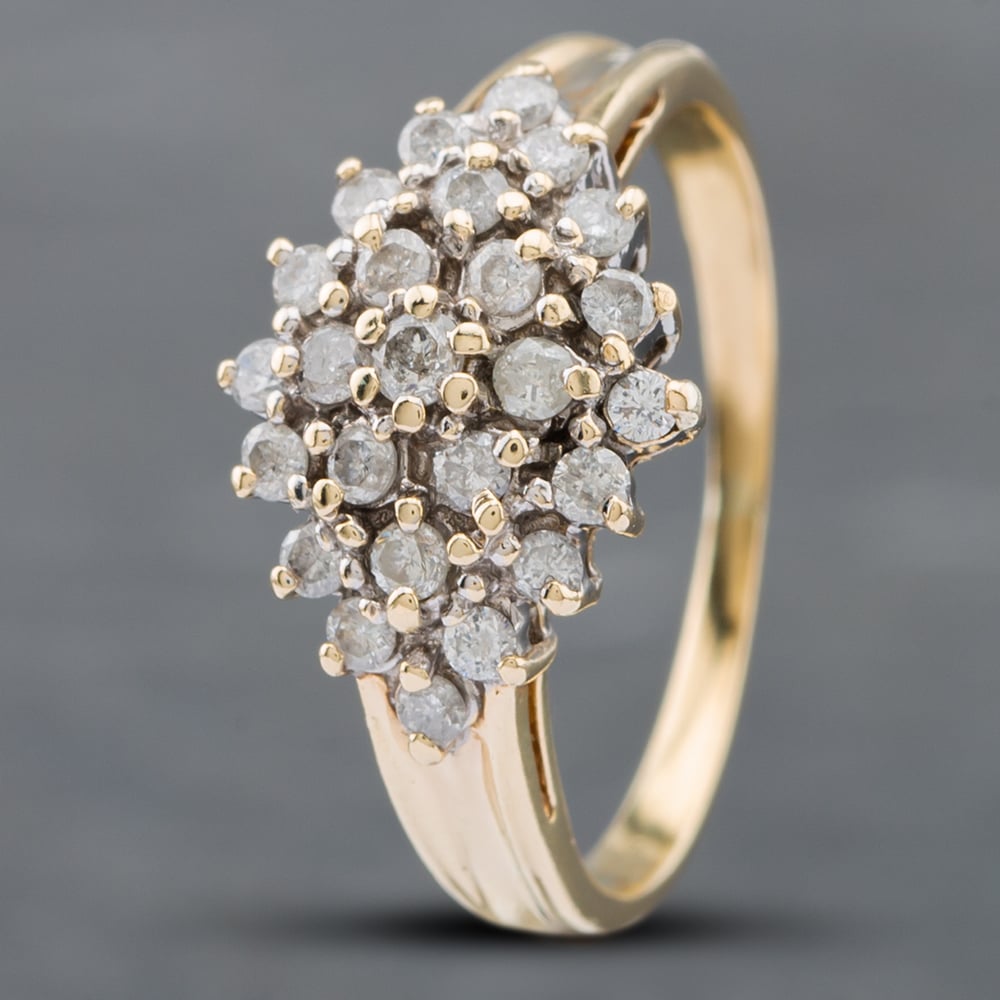 Product photograph of Pre-owned 9ct Yellow Gold Diamond Cluster Ring 41382234 from The Jewel Hut