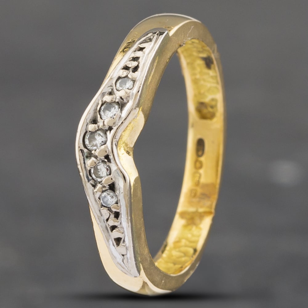 Product photograph of Pre-owned 18ct Yellow Gold Brilliant Cut Diamond Wishbone Ring 41382288 from The Jewel Hut