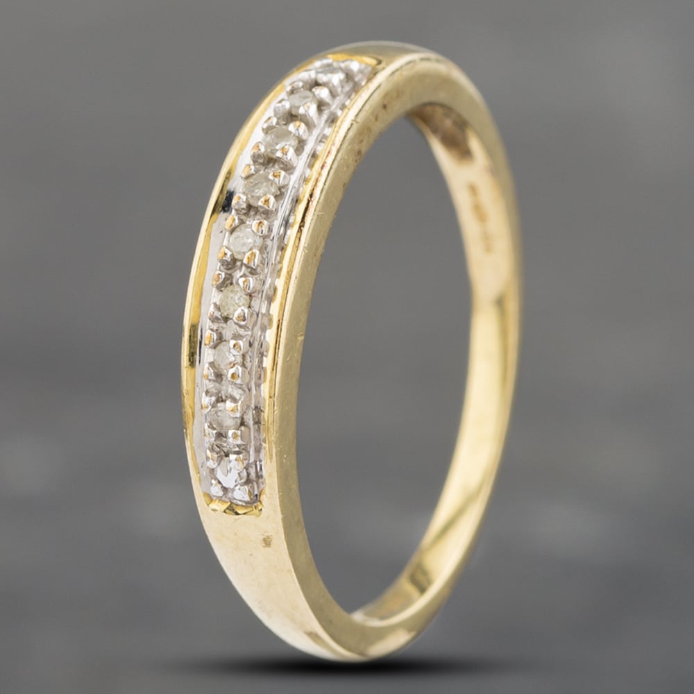 Product photograph of Pre-owned 9ct Yellow Gold Diamond Half Eternity Ring 41382366 from The Jewel Hut