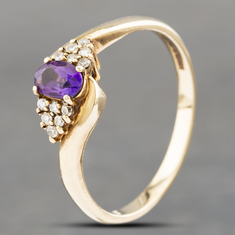 Click to view product details and reviews for Pre Owned 9ct Yellow Gold Amethyst And 015ct Brilliant Cut Diamond Cluster Ring 41382413. Click to view product details and reviews for Pre Owned 9ct Yellow Gold Amethyst And 015ct Brilliant Cut Diamond Cluster Ring 41382413.
