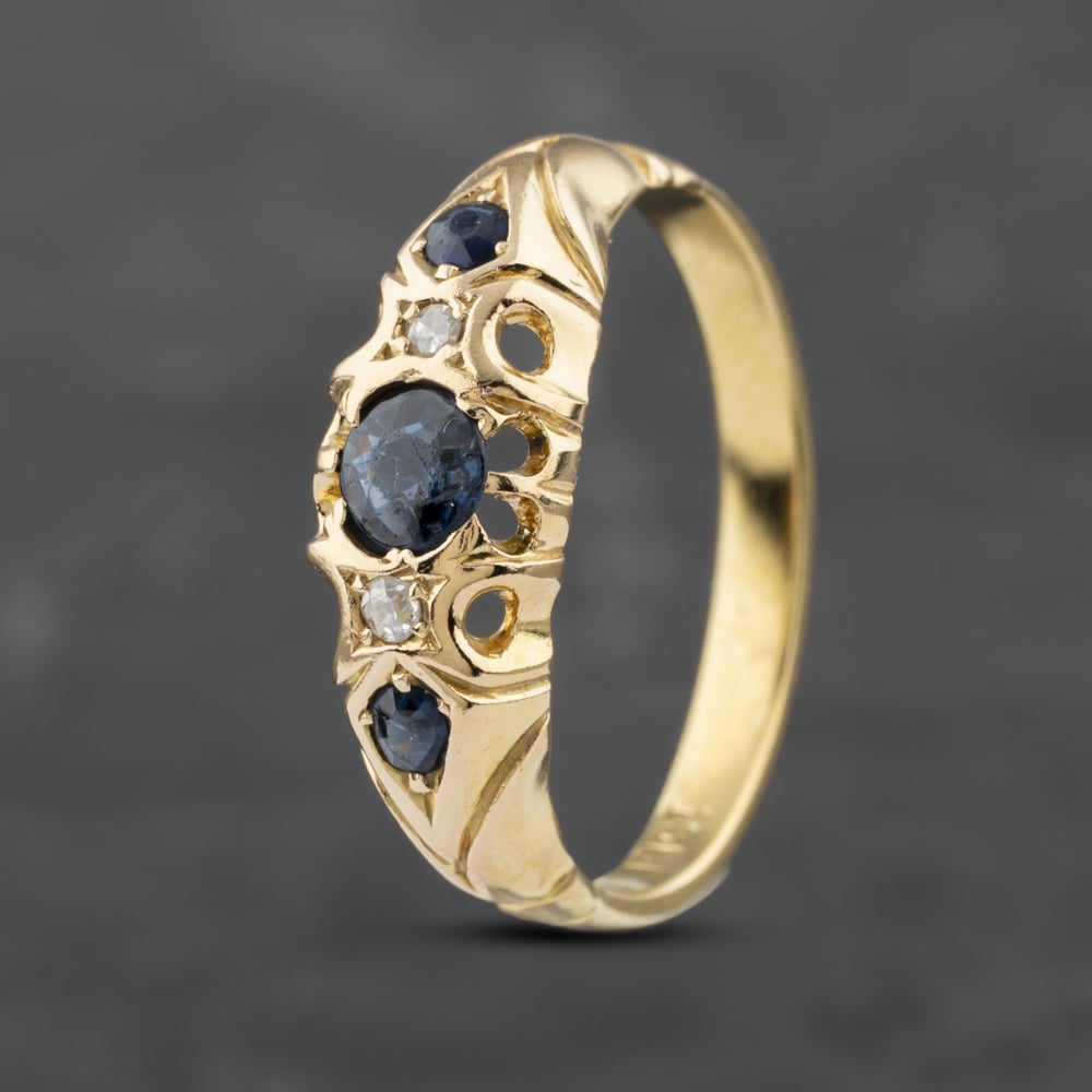 Click to view product details and reviews for Pre Owned Vintage Yellow Gold Sapphire And 004ct Diamond Five Stone Ring 41382871. Click to view product details and reviews for Pre Owned Vintage Yellow Gold Sapphire And 004ct Diamond Five Stone Ring 41382871.
