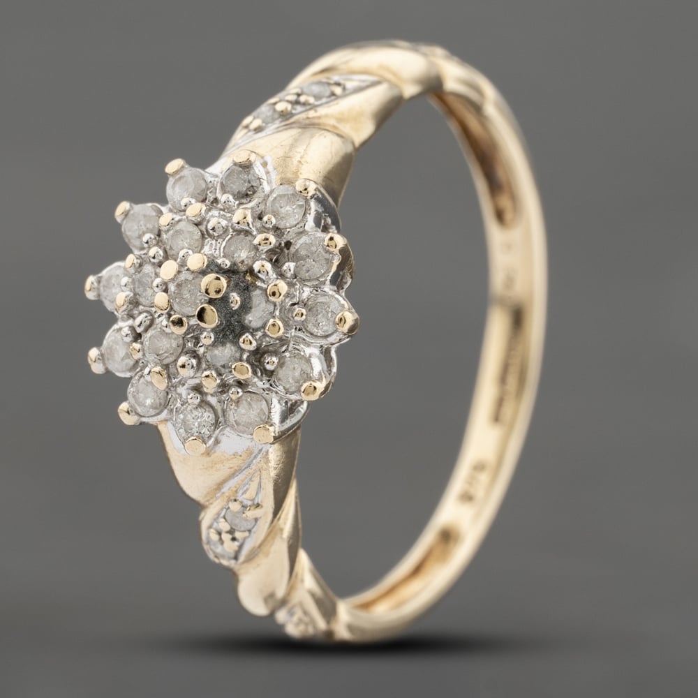 Click to view product details and reviews for Pre Owned 9ct Yellow Gold 025ct Brilliant Cut Diamond Flower Cluster Ring 41383129. Click to view product details and reviews for Pre Owned 9ct Yellow Gold 025ct Brilliant Cut Diamond Flower Cluster Ring 41383129.