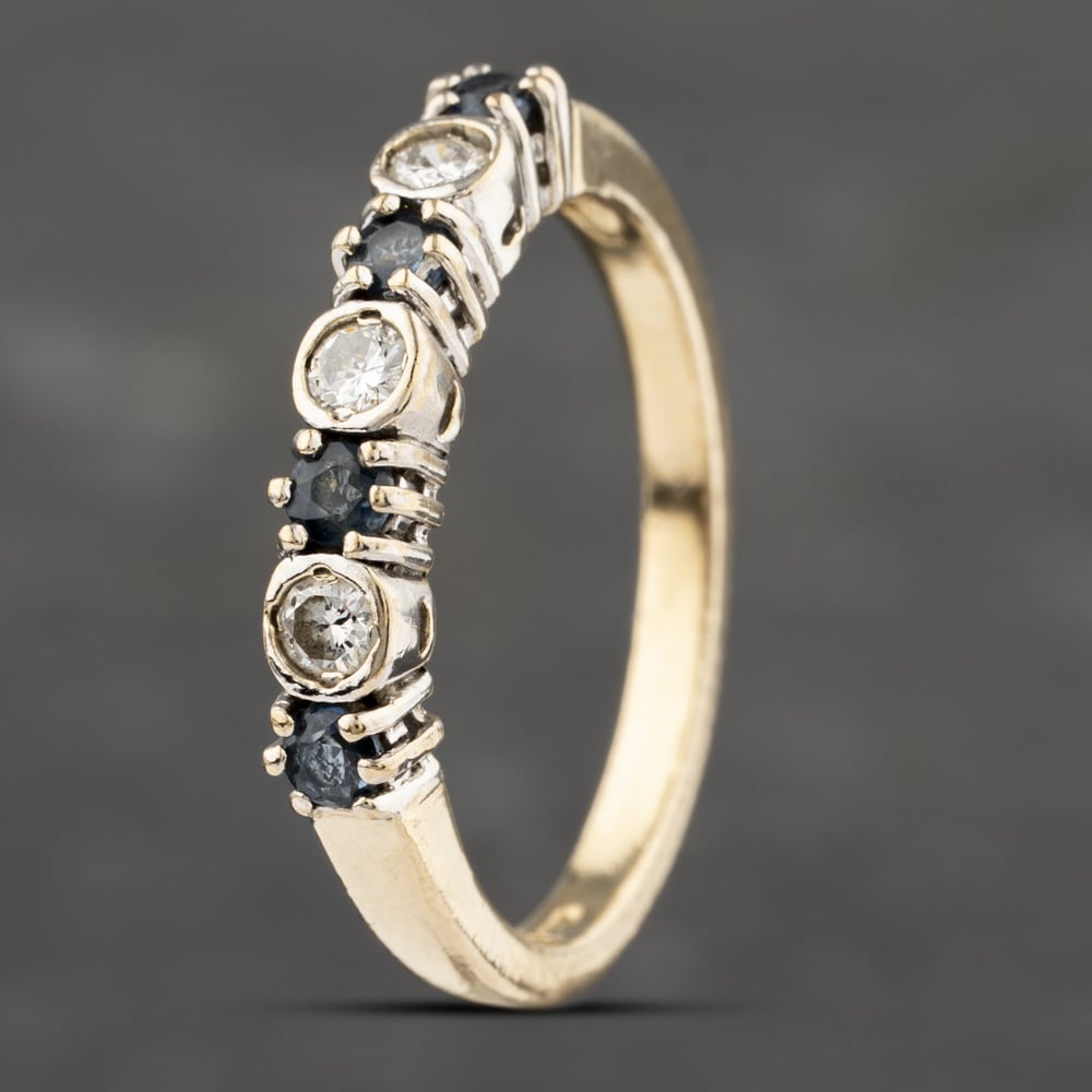 Click to view product details and reviews for Pre Owned 9ct Yellow Gold Sapphire And 015ct Diamond Rubover And Claw Set Half Eternity Ring 41383149. Click to view product details and reviews for Pre Owned 9ct Yellow Gold Sapphire And 015ct Diamond Rubover And Claw Set Half Eternity Ring 41383149.