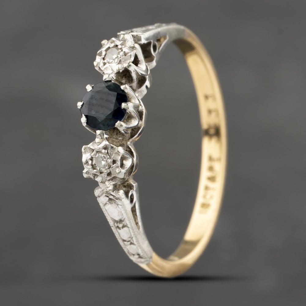 Click to view product details and reviews for Pre Owned Vintage Yellow Gold Sapphire And 003ct Diamond Three Stone Ring 41383152. Click to view product details and reviews for Pre Owned Vintage Yellow Gold Sapphire And 003ct Diamond Three Stone Ring 41383152.