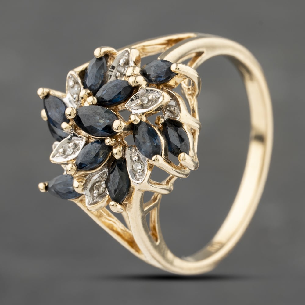 Click to view product details and reviews for Pre Owned 9ct Yellow Gold Sapphire And 004ct Diamond Cluster Ring 41383200. Click to view product details and reviews for Pre Owned 9ct Yellow Gold Sapphire And 004ct Diamond Cluster Ring 41383200.