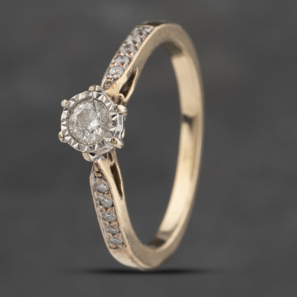 Click to view product details and reviews for Pre Owned 9ct Yellow Gold 025ct Diamond Shoulder Set Solitaire Ring 41383225. Click to view product details and reviews for Pre Owned 9ct Yellow Gold 025ct Diamond Shoulder Set Solitaire Ring 41383225.