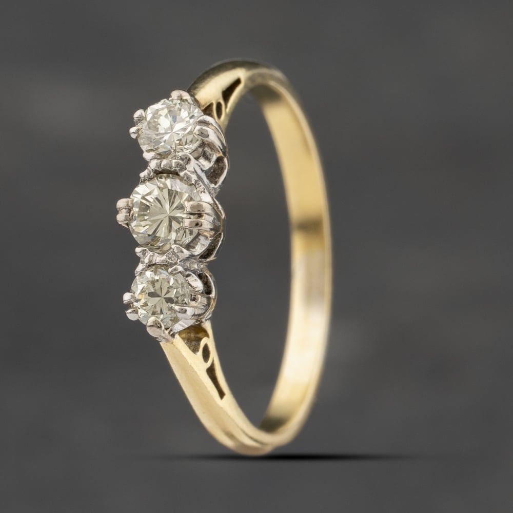 Click to view product details and reviews for Pre Owned Vintage Yellow Gold 033ct Diamond Three Stone Ring 41383335.