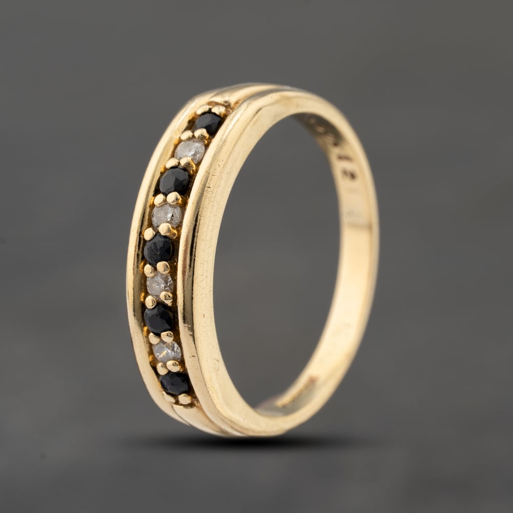 Click to view product details and reviews for Pre Owned 9ct Yellow Gold Sapphire And 012ct Diamond Half Eternity Ring 41383492.