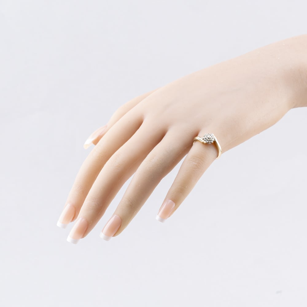 Pre-Owned 9ct Yellow Gold 0.12ct Diamond Twist Cluster Ring 41383564