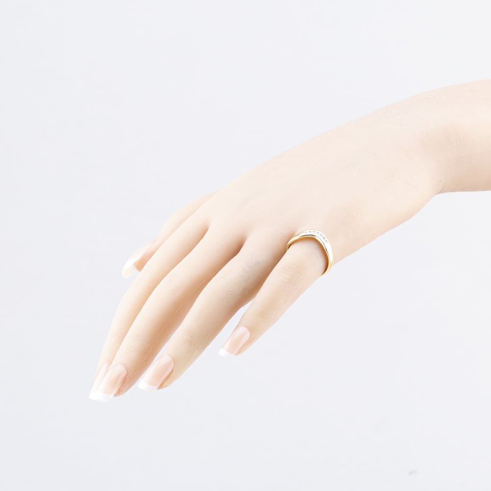 Pre-Owned 9ct Yellow Gold 0.07ct Brilliant Cut Diamond Half Wishbone Ring 41383682