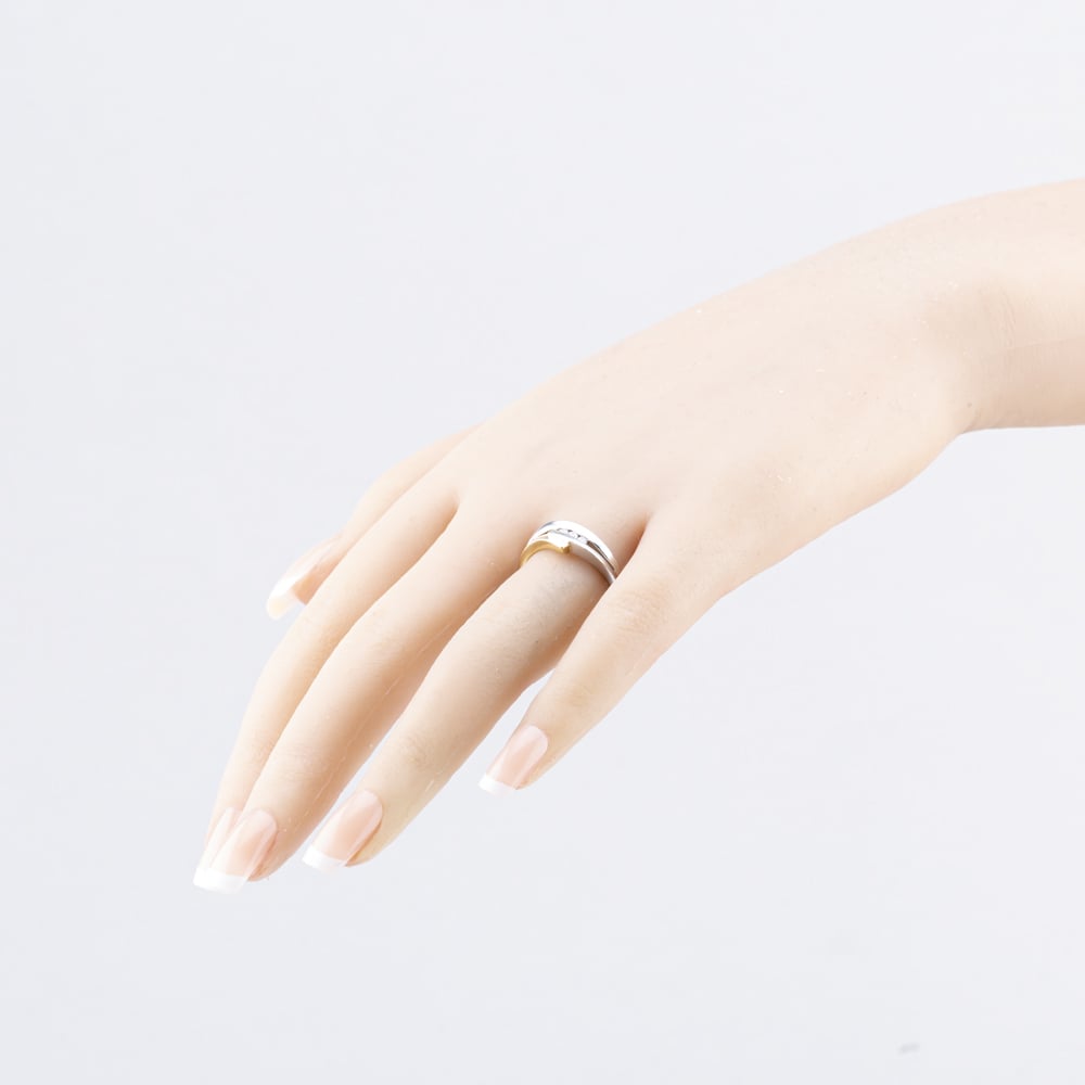 Pre-Owned 9ct Two Colour Gold 0.06ct Brilliant Cut Diamond Channel Set Fancy Three Stone Ring 41383685