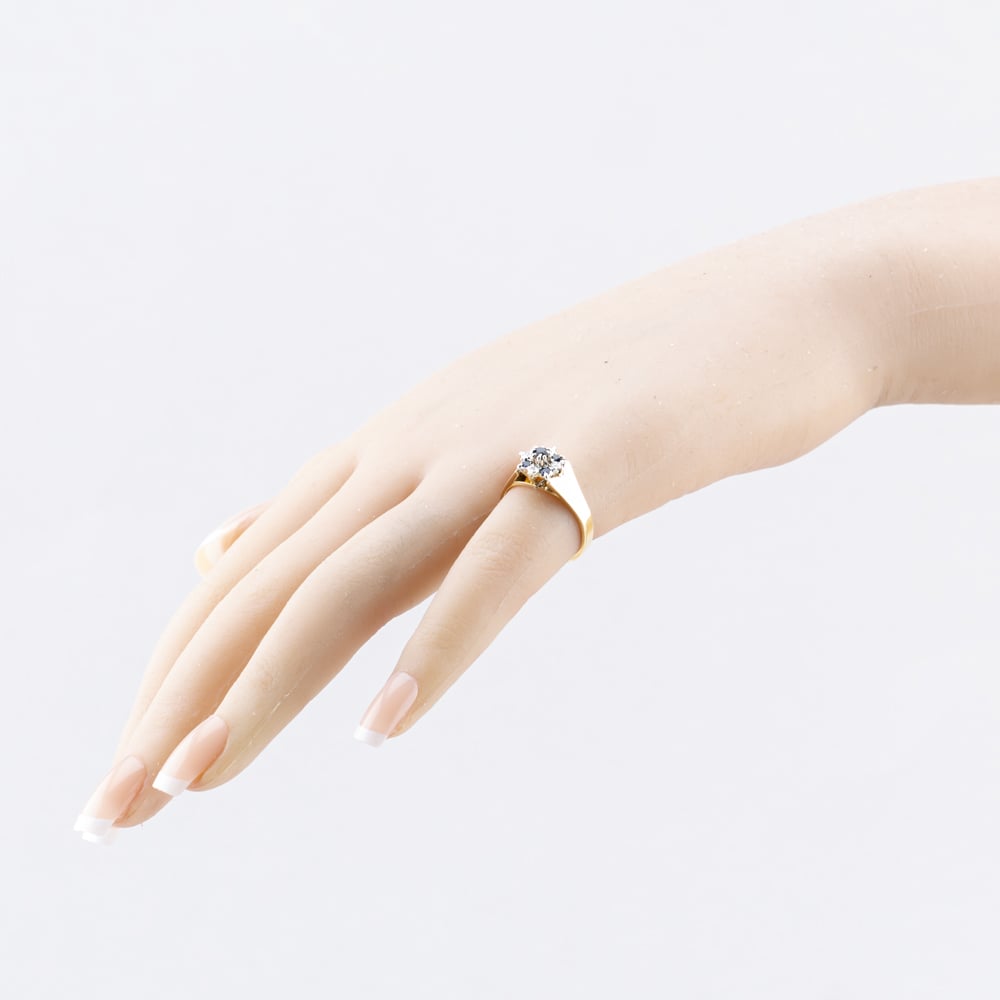 Pre-Owned Vintage 9ct Yellow Gold Sapphire & Diamond Flower Cluster Ring 41383812